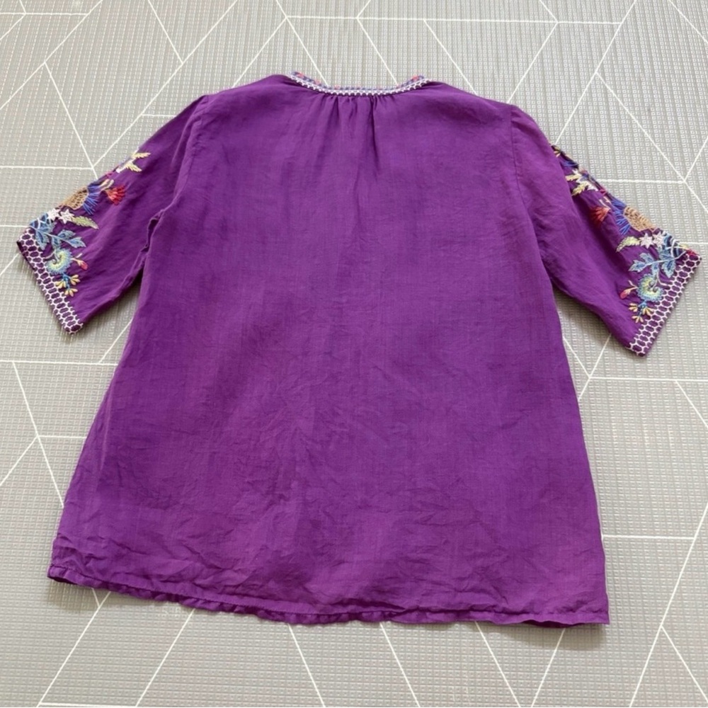 Johnny Was Arzella Purple Embroidered Tunic Top XS NWOT $225 Retail - Picture 2 of 12